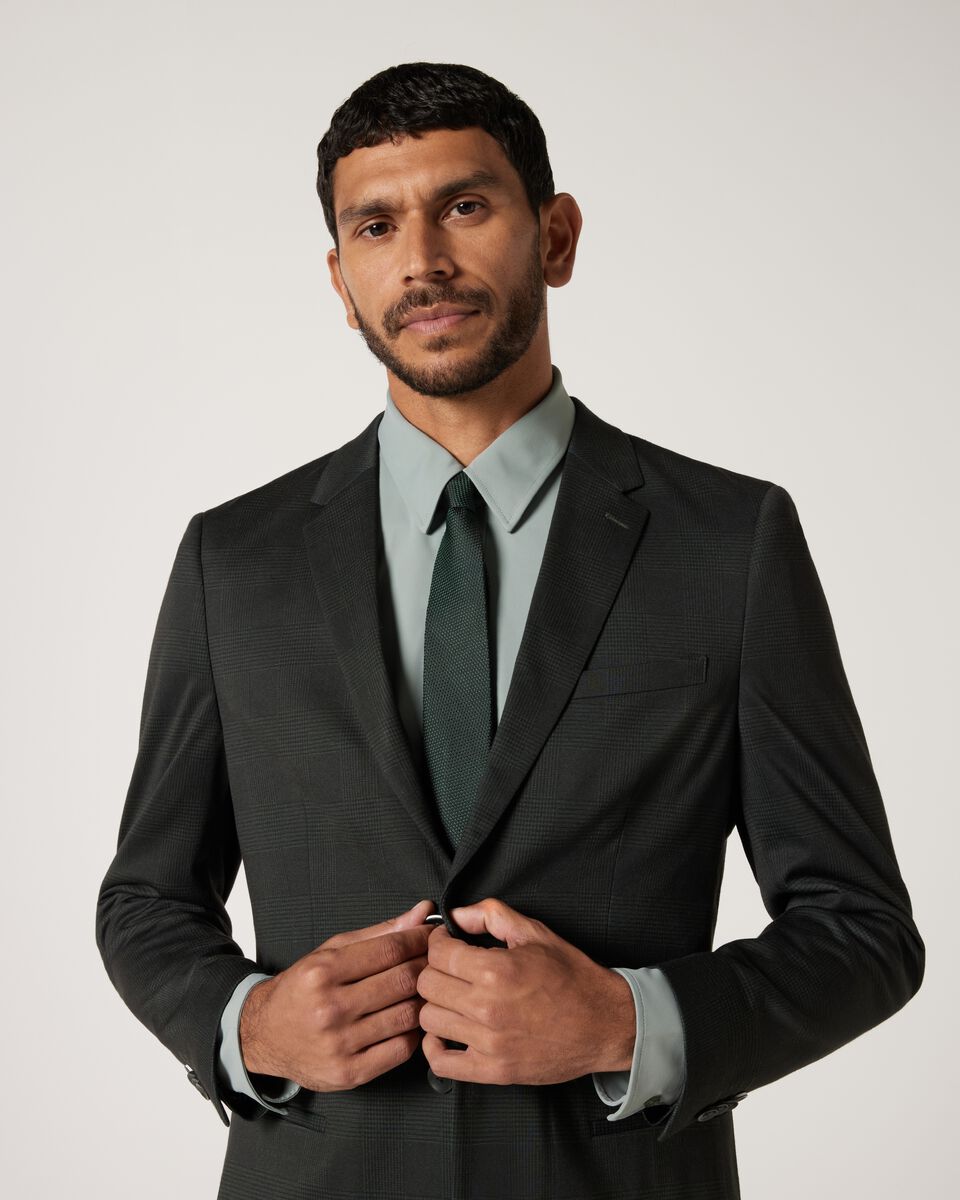 Regular Stretch Travel Check Tailored Jacket, Dark Green, hi-res
